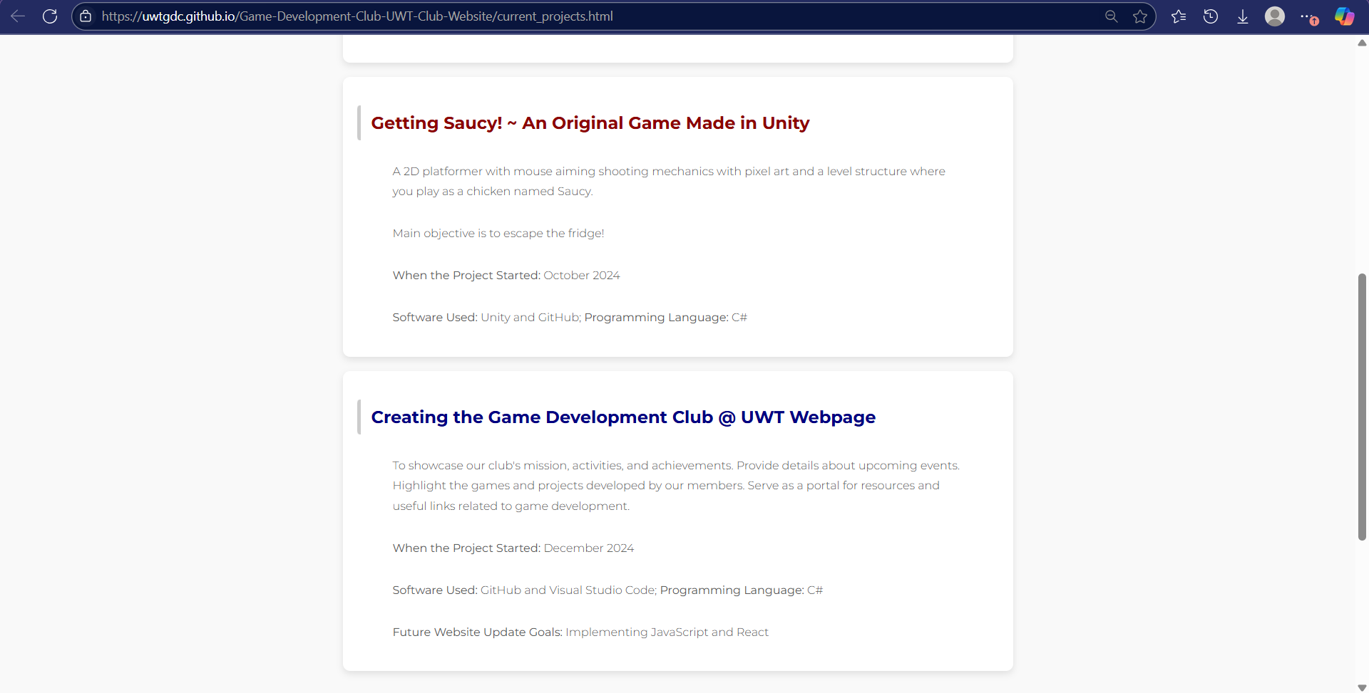 2024-2025 Game Dev Club @ UWT Games